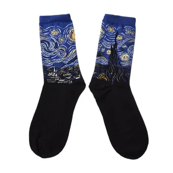 Meeste Tähine Öö Kevad Talve Retro Naiste Isiksuse Art Van Gogh ' I Meeskonna Õlimaal Naljakas Õnnelik Sokid Mees Puuvill Socken