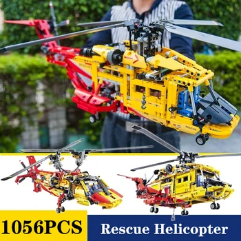 1056pcs DECOOL 3357 2in1 Helikopter Rescue ehitusplokid Twin Propeller Lennuk Lennuk Õhusõiduki Tellised Mänguasjad Poiss Kingitused 9396