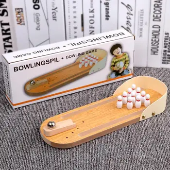 Mini Puidust Bowling Mänguasi Vanem-laps on Interaktiivne, Lõbus Pallid lauamängud Lastele Haridusalase Innovatsiooni Tabel Sport Bowling Mänguasi