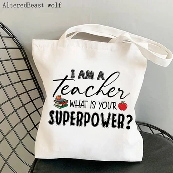 Õpetaja tarnete Shopper kott olen õpetaja, milline on teie suurriik Kott Shopping Lõuend Shopper Kott tüdruk Õla Lady kingitus Kott