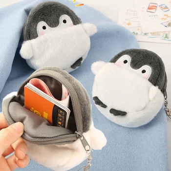 Cartoon Pingviin Tüdruk Mündi Rahakott Lapsed Mündi Rahakott Mini Rahakott Koos Usb Kaabel, Kõrvaklappide Kott Kaardi Omaniku