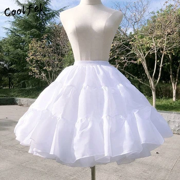 COOLFEL Naiste Tüdruku Lolita Valge Petticoat Cosplay Pool Kõnniteed Kleit Lühike Underskirt Tülli Pundunud Seelik Armas Tüdrukute Seelikud