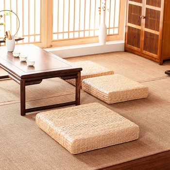 Looduslik Õled Square iste tehakse kahes osas Tatami Padi Korrus Padjad Meditatsiooni Jooga Matt Tooli Istmepadi Jaapani Stiilis Padi 40cm 50cm 45cm