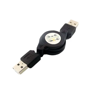 1x USB 2.0 A Male - > USB 2.0 A Male Plug Mees Mees Laiendamine Ülestõstetav Pistik USB-Kaabel Must