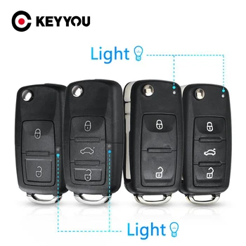 KEYYOU 10X 3 Nuppu, Auto Remote Key Kokkuklapitavad Key Shell Puhul Vw Jetta Golf Passat Beetle Skoda Seat Polo B5 Asendamine