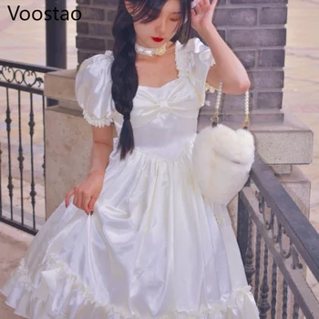 Jaapani Magus Kawaii Lolita Kleit Naiste Vintage Victoria Gooti Vibu Printsess Pulmad Kleidid Elegantne, Girly Tee Pool Kleit
